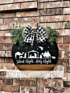 Nativity Door Hanger Wooden, Silent Night Door Hanger, Nativity Scene Door Hanger, Round Christmas Door Hangers, Trending Door Hangers, Christmas Door Sign Ideas, Boho Christmas Door Hanger, Farmhouse Christmas Door Hangers