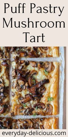 puff pastry mushroom tart with text overlay