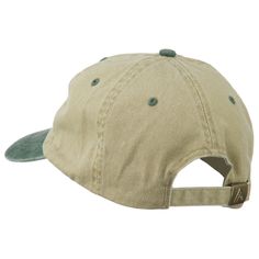 Pinochle Embroidered Washed CapMade of 100% cotton.One size fits most with an adjustable buckle strap closure, fitting up to XL.Same material inner hat band.Adult/Unisex.Crown measures 3 inches deep.Bill measures 3 inches long.Hand wash only.Brand of cap may vary with different manufacturer.Imported. Image of playing pinochle cards is embroidered on the front crown of cap.6 small colored ventilation holes placed on each panel of crown.Featuring two colors.Unstructured crown.Bill is pre-curved an Green Cotton Curved Bill Hat, Adjustable Cotton Baseball Cap For Outdoor, Adjustable Cotton Snapback Hat With Curved Bill, Adjustable Dad Hat With Embroidered Logo Visor, Adjustable Dad Hat With Embroidered Logo, Adjustable Visor Dad Hat With Embroidered Logo, Adjustable Flat Bill Hat In Khaki, Adjustable Khaki Flat Bill Hat, Adjustable Cotton Snapback Trucker Hat