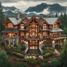 this is an artist's rendering of a luxury home in the mountains