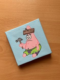 Patrick star spongebob squarepants mini acrylic painting on canvas Mini Canvas Art Spongebob, Simple Spongebob Paintings, Easy Painting Ideas On Canvas Spongebob, Small Spongebob Painting, Spongebob Aesthetic Painting, Mini Spongebob Painting, Spongebob And Patrick Canvas Painting, Spongebob Painting Funny, Patrick Star Painting Canvas