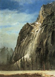 a painting of a mountain with snow on it