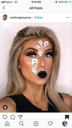 Palette Tattoo, Ghost Face Paint, Easy Halloween Makeup Looks, Crazy Halloween Makeup, Halloween Face Paint Designs, Beautiful Halloween Makeup, Ghost Makeup, Easy Halloween Makeup