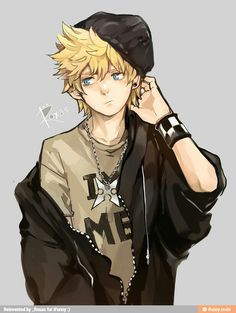 Roxas Kingdom Hearts Roxas, Roxas Kingdom Hearts, Punk Boy, Kingdom Hearts Fanart, Kingdom Hearts Art, Kingdom Heart, Boy Drawing, Kingdom Hearts 3