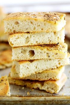 several slices of bread stacked on top of each other