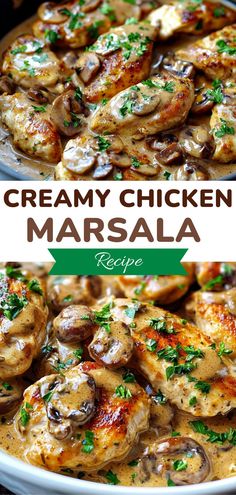 creamy chicken marsala recipe with mushrooms and parsley