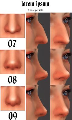 the nose is shown with different angles and shapes to show how it's made