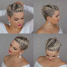 3 Dutch braids on a short pixie with undercut What do you think? 👍🏼 or 👎🏼 ? Short Pixie With Undercut, Undercut With Braids, Pixie With Undercut, Style Tricks, Hair Change, Dutch Braids, Hair 2024, Crown Braid, Dutch Braid