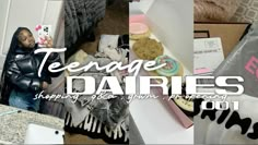 there is a collage of photos with the words teenage dairies on it and cookies