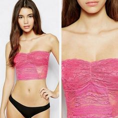 Free People Galloon Lace Cropped Bandeau New With Tag Color: Hot Pink This Bandeau Would Look Great With A Oversize Tank Or A See-Through Top. * All Over Lace * Partially Lined * Length: 8”-9” * Boned Sides Pink Fitted Lace Crop Top, Bandeaus, Free People Intimates, Women's Intimates, Looks Great, Hot Pink, Free People, Lace, Full Service