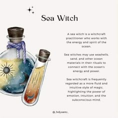 Sea Witch Journal, Types Of Water Witchcraft, Sea Witch Home Decor, Sea Magick Witchcraft, Sea Witch Spells, Sea Witch Tattoo, Sea Witch Aesthetic