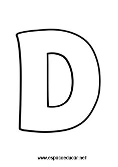 the letter d coloring page is shown in black and white, with an outlined font