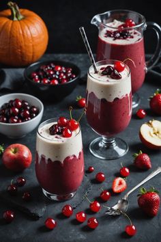 A photo of a  Vampire's Delight Smoothie which is a type of halloween smoothies Spooky Halloween Drinks Nonalcoholic, Non Alcoholic Vampire Drinks, Holiday Drinks Nonalcoholic, Halloween Smoothies, Vampire Themed Drinks, Vampire Inspired Drinks, Vampire Drink, Vampire Blood Cocktail Recipe, Halloween Drinks Nonalcoholic