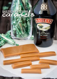 bailey's irish coffee caramels are cut up and ready to be served