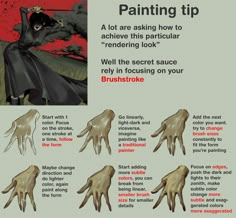 the instructions for how to paint an anime character's hands