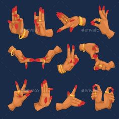 hand gestures with different shapes and colors