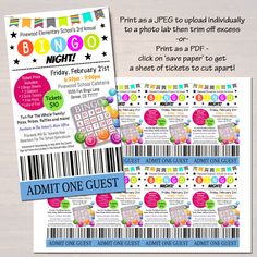 printable birthday party ticket for kids with price tag and barcodes on it