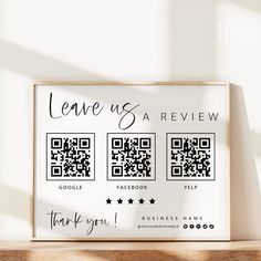 Modern Ask For A Review Sign Canva Template | Gwen - Trendy Fox Studio Google Reviews Sign, Leave Us A Review Sign, Review Request, Hotel Signage, Leave Us A Review, Social Media Business Cards, Real Estate Closing Gifts, Wifi Sign, Qr Code Business Card