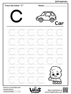 the letter c worksheet for children to practice their handwriting and writing with numbers