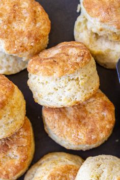 several biscuits are stacked on top of each other