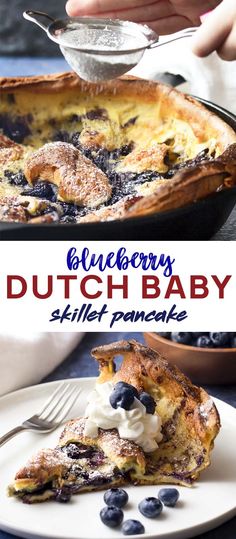 blueberry dutch baby skillet pancake on a plate