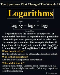 the logarithms and log x = logy + logy