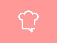 a chef's hat with an arrow pointing to the left on a pink background