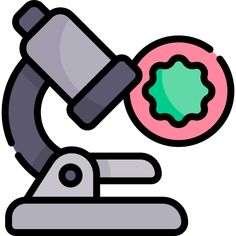 a microscope with a pink object in it's center and a green dot on the top