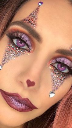 Glam Clown Makeup, Glam Clown, Halloween Make-up Looks, Holloween Makeup