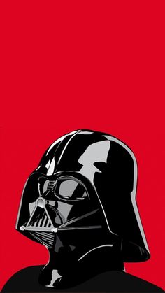 a darth vader helmet is shown against a red background