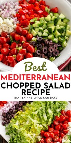 Mediterranean Chopped Salad, Chopped Salad Recipe, Mediterranean Recipes Healthy, Lettuce Salad Recipes, Mediterranean Diet Recipes Dinners, Printable Grocery List, Easy Mediterranean Diet Recipes