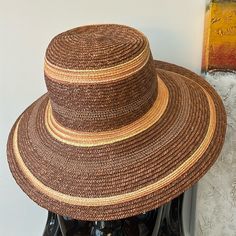 Gorgeous Straw Hat With Tags Attached Size: 21” 4 1/2” Wide Brim Can Be Folded For Traveling. Faux Fur Hat, Velvet Hat, Floral Hat, Straw Sun Hat, Wide Brim Sun Hat, Summer Sun Hat, News Boy Hat, Derby Hats, Wide Brimmed Hats