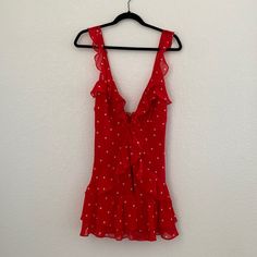 Love And Lemons Polka Dot Dress Red Size Large Never Been Worn Perfect Condition Polka Dot Mini Dress, Lemon Dress, Red Polka Dot, Love And Lemons, For Love And Lemons, Dress Red, Polka Dot Dress, Dot Dress, For Love