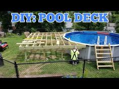 an above ground pool deck is being built