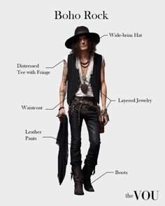 Punk Rock Outfits Men 80s, Rock N Roll Fashion Man, Rock N Roll Style For Men, Mens Rockstar Style, 80s Rock N Roll Outfits, Man Rock Style, Bohemian Rock Style Outfit, Cowboy Rocker Style, Men Rock Style Outfit