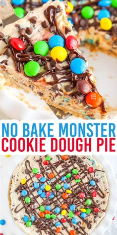 no bake monster cookie dough pie on a plate