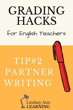 an image of a red pen and yellow background with the title, grade 3 writing for english teachers