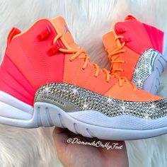 Rosa Jordans, Nike Presto Women, Cute Jordans, Bling Nike Shoes, Pink Sunrise, Pink Jordans, Nike Air Jordan Shoes, Jordan Retro 12, Nike Fashion Shoes