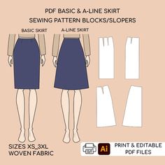 the sewing pattern for a skirt is shown