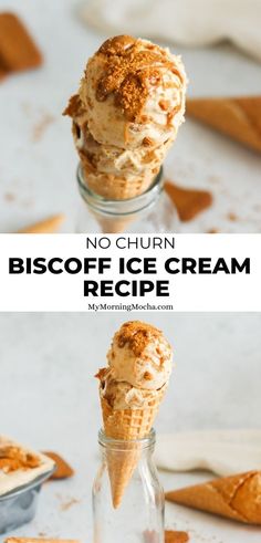 no churn biscoff ice cream recipe in a glass jar