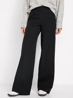 High-Waisted Pull-On Pixie Wide-Leg Pants | Old Navy Sneaker With Wide Leg Pants, Wide Leg Pants With Flat Sandals, Luxury Ankle-length Wide Leg Pants For Office, Wide Leg Ankle Pants Shoes, Everlane Cropped Wide Leg Pants, Wide Leg Pants Outfit, Contemporary Clothes, Leg Pants Outfit, Casual Outfits For Work