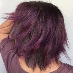 Medium Brown Shag With Purple Ends Honey Blond, Violet Hair, Long Bob Haircuts, Purple Hair