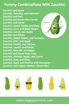 Sage Spoonfuls baby food recipes with zucchini Zucchini Puree Recipes, Zucchini Puree Baby Food, Zucchini Recipes For Baby, Pureed Food Recipes Baby, Baby Zucchini Recipes, Zucchini Baby Food Recipes, Baby Puree Combinations, Zucchini Baby Food, Stage 3 Baby Food Recipes