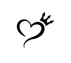 a black and white heart with a crown on it's side, as well as the word love