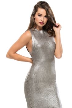 Shine Bright Foiled Midi Dress | Sugarillashop.com Metallic Dress, Mink Pink, Formal Outfit, Shine Bright, Dresses Xs, Dresses For Sale, Beautiful Dresses, Night Out, Sleeveless Dress