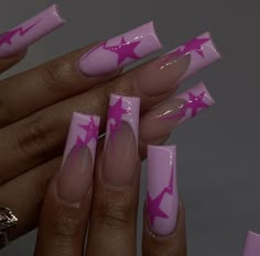 Trending Blue Nails Long Nails Inspiration With Gems, Barbie Nail Aesthetic, Pink Nail 2023, Medium Nail Ideas Black Women, Nail Salon Design Nails, Pink Frenchies Acrylics, Cute Gel X Nail Ideas, X Initial Nails, Y2k Girly Nails