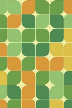 Abstract retro 70s geometric leaves pattern in green and orange 70s Aesthetic Wallpaper, Retro 70s Aesthetic, Retro Pattern Geometric, Geometric Leaves, Orange Leaves, Leaves Pillow, Orange Leaf, Green Interiors, Leaves Pattern