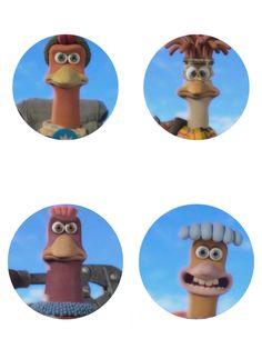 four different pictures of the same character in sesame's world of warcraft, including an ostrich