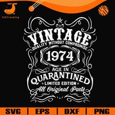 an orange and black poster with the words vintage