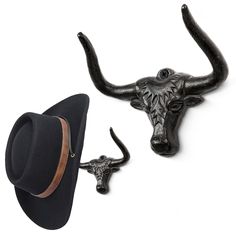 PRICES MAY VARY. Rustic Cowboy Hat Rack—This unique hat organizer mirrors the spirit of the wild west with an antique rust color and longhorn-inspired design. It's an art piece on its own, even without a hat! Special Cowboy Hat Holder—Our bull head hat hanger is measuring 5.5x4.3x2.7 inches, which is designed to display your cowboy/cowgirl hats securely.The bull horn's angle ensures your hats won't fall, keeping them in excellent condition. Well Made and Durable Hat Hanger—Crafted from high-qual Cowboy Hat Hanger, Cowboy Hat Holder, Cowboy Hat Rack, Hat Organizer, Hanger Crafts, Hat Hanger, Hat Holder, Hat Organization, Bull Horns